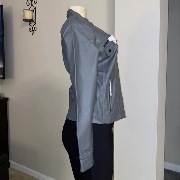 NWT Apt. 9 Faux Leather Moto Gray Jacket - Picture 6 of 11